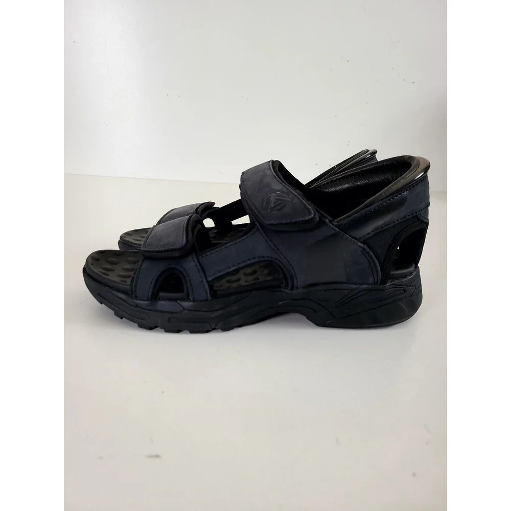 NEW! Zeba Mens Black Leather Easy Slip Sandals Shoes Size 8 Handsfree